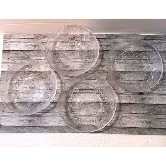 Set Of 4 Canterbury Crocus Clear Glass  Salad Bowls 6.25" Arcoroc - Picture 7 of 10